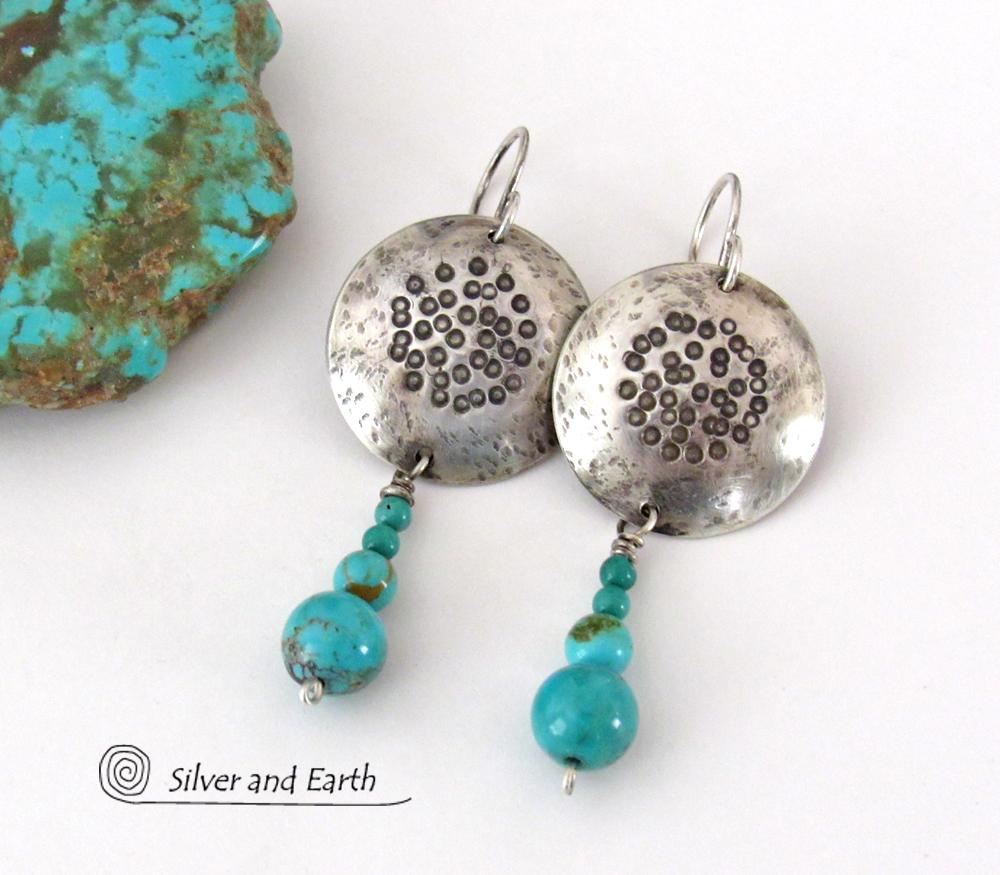 Sterling silver dangle earrings Southwestern style handmade factory